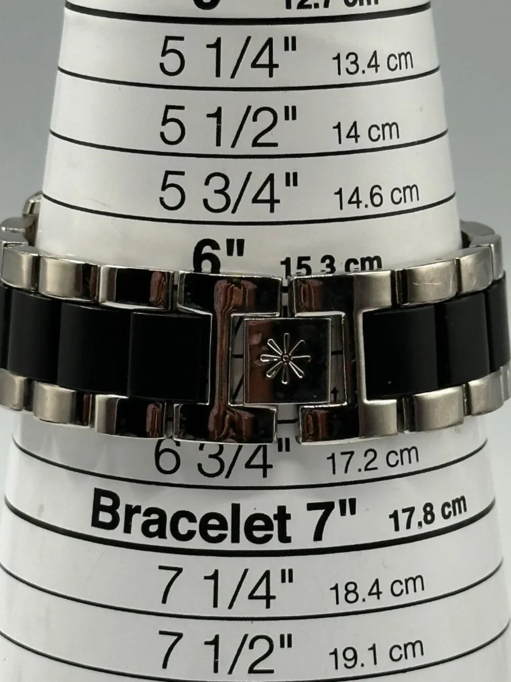 Isaac Mizarhi Live Watch Women Silver Tone Black Crystal Bezel New Battery 6.75